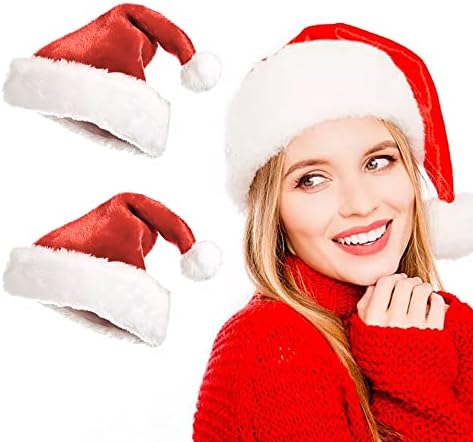 Zaordky 2pcs chapéu de natal, chapéu de férias de manta para adultos para adultos, chapéu de Papai Noel para suprimentos de festa