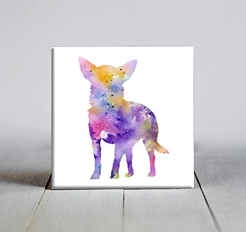 Pastel abstrato chihuahua cão aquarela arte decorativa telha