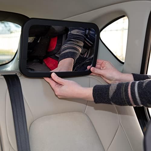 Nuby Backseat Backseat Mirror com base giratória para facilitar a visualização, instalação rápida, resistente a quebra, preto