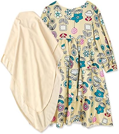 Roupa Kids infantil bebê menina dubai abaya tradicional vestido de impressão de flores muçulmanas com faixa de cabeça