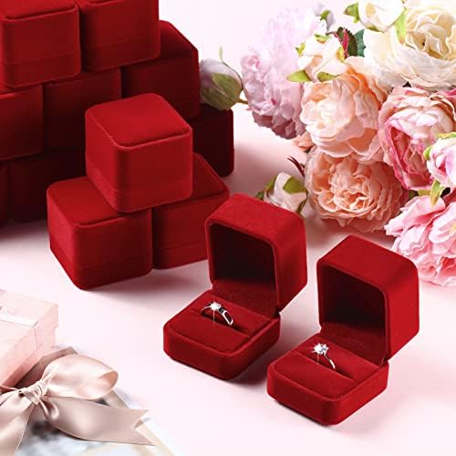 48 peças Caixa de anel de noivado Exibir caixa de anel de veludo Jóias de casamento caixas de presente Brincho Pingente Ring Bulk