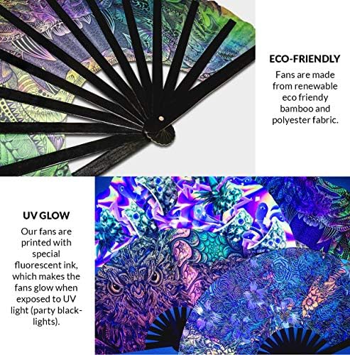 Halloween Hand Fan UV Glow Fan Fan Festival Rave Fan Halloween Graphic Fan Trippy Art Fan Halloween Acessórios