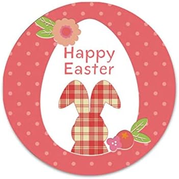 Sinal de metal redondo, ovo de Páscoa feliz e coelho laranja circular decoração de páscoa sinal
