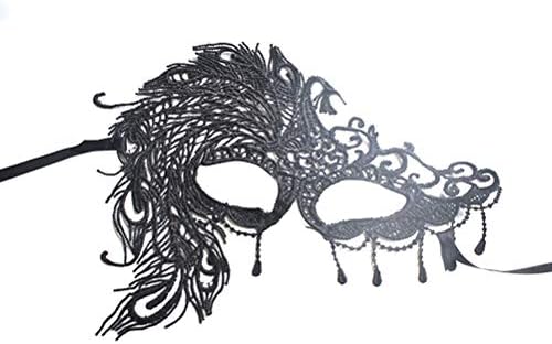 AMOSFUN 6 PCS máscara de renda preta máscara de máscara de vestido sofisticada veneziana