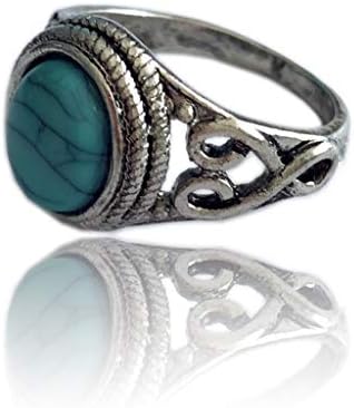 Anel de noivado para mulheres moda moda simulada turquesa natural anel de casamento de pedras preciosas vintage promessa anéis jóias