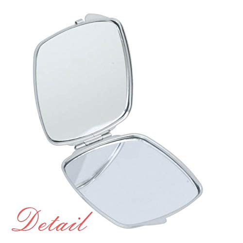 Black Record and Music Notes Red Mirror Square Portable Hand Pocket Makeup