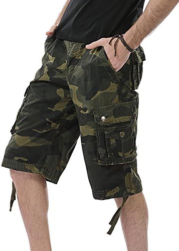 Idealsanxun masculino masculino de forma múltipla casual masculina shorts de carga militar