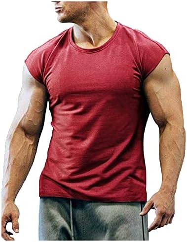 Men, camiseta atlética, verão de manga curta camiseta tops sólidos casuais redondos do pescoço de pescoço camiseta