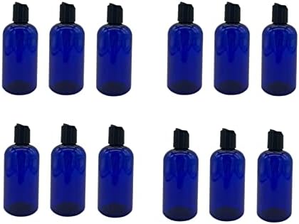 Fazendas naturais 8 onças Blue Boston Garrafas de plástico -12 Pacote de garrafa vazia Recarregável - BPA Free - Óleos