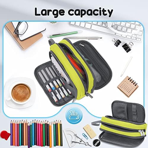 Caixa de lápis de grande capacidade de Kecyceyn, 4 compartimentos portáteis de caneta portátil de caneta portátil, porta -bolsa de armazenamento portátil para o escritório da faculdade para a escola adolescente adolescente estudante