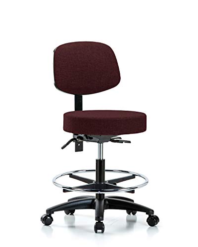 Labtech Seating LT42698 Banco médio, tecido, base de nylon traseiro - inclinação, anel de pé cromado, rodízios, preto