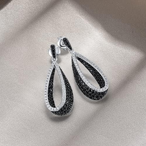 Santuzza 925 Sterling Silver Brincos em preto e branco