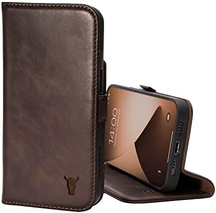 Torro Leather Case Compatível com iPhone 12 / iPhone 12 Pro - Caixa / capa da carteira de couro genuíno com suporte de cartão e
