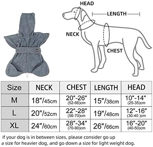 Robe de banho de cachorro com capuz com cinto e bolsos para cães médios grandes e extras grandes ajustáveis, Super absorvente Terry