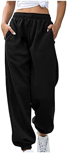 Cinch Bottom Sweatspante para mulheres com bolsos soltos Caminhões de cordão calça calças folgadas correndo as calças