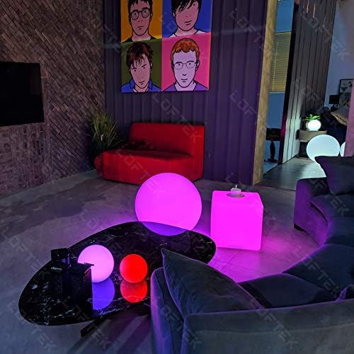 Loftek 1 pacote de 6 polegadas LED Night Night Light +1 pacote LED LUZ CUBE: 16 polegadas 16 RGB Colors Cube Chair