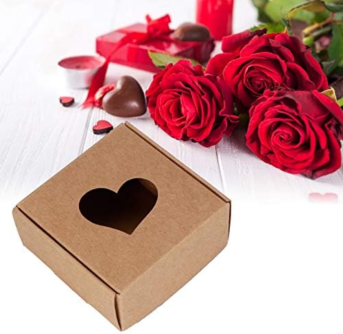Caixas de presente de Kraft da PLPLAAOO, caixa de embalagem de padrões de coração de 50pcs, caixa de presente de presente