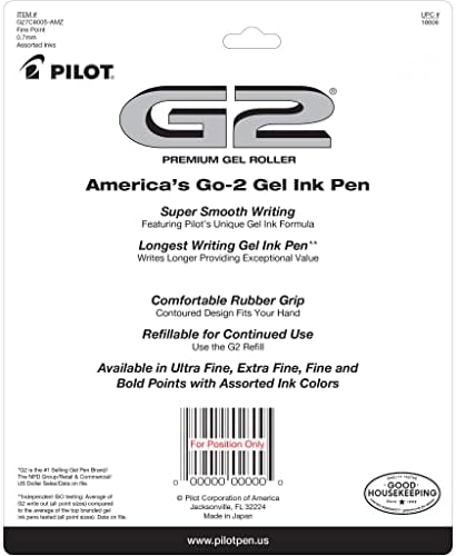 Pilot G2 Premium recarregável e retrátil em canetas de tinta de gel, ponto fino, 8 cores, 8 contagem e g2 recarregável e recarga de canetas de gel de bola de rolagem retrátil, 4-pacote