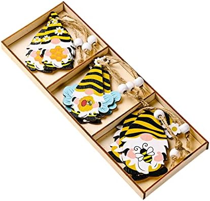 Ovos de Páscoa decorativos com clipes Decorações de festivais de abelha de fronteira pintada 3 grade caixa de madeira