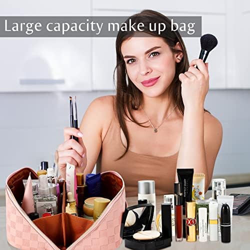 Sacos de cosméticos para mulheres Bolsa de maquiagem de viagem - Bolsa de maquiagem de abertura grande, bolsa de maquiagem