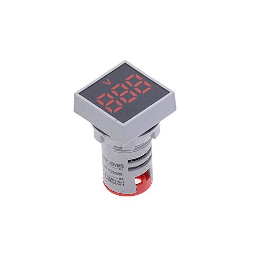 22mm AC 20-500V Voltmeter Painel quadrado LED LED de tensão digital Luz indicadora de tensão, vermelho