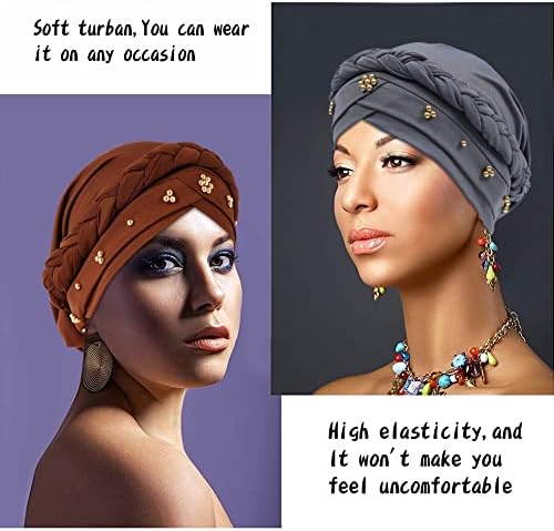 Mulheres africanas Turbano Tw Twisted Breated Braid Head envolve o lenço de quimioterapia pré-amarrado para chapéus de