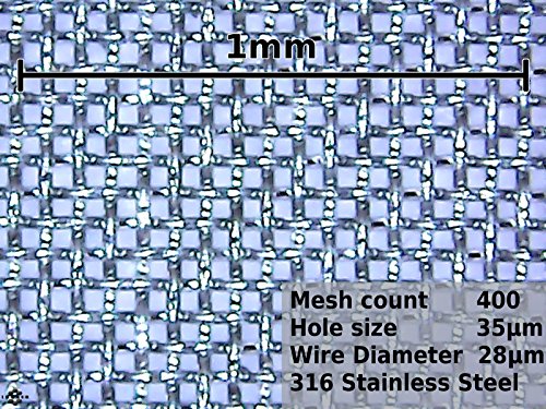 Malha de fio tecido, malha de 400 - 0,035 mm de abertura - por inóxia tamanho de corte: 30cm x 30cm