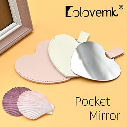 Dolovemk Pocket Mirror em forma de coração Inquebrável Camping Mirror Travel Mapéup espelho espelho de cartão de crédito Pequeno espelho para bolsa, bolsa, bolso