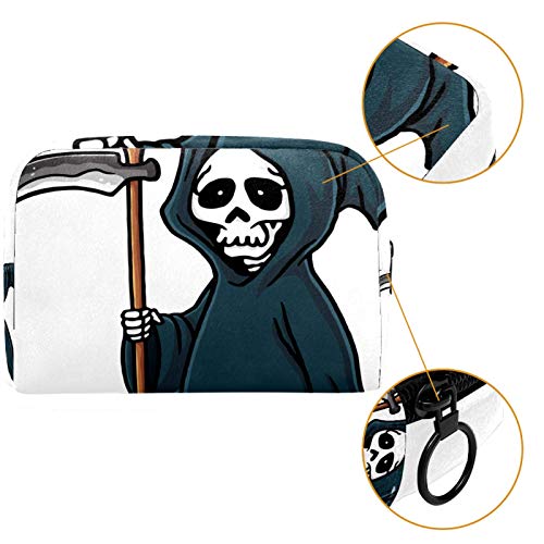 Leveis Halloween Skeleton Grim Reaper Small Makeup Bag Pouch para bolsa de bola de higieness portátil para mulheres