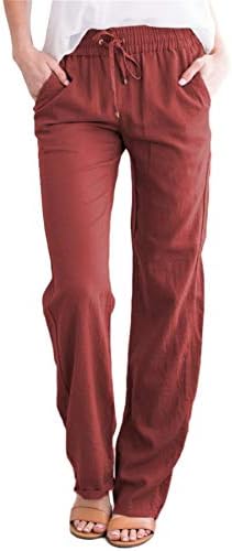 Andongnywell Women's Sweats Sweatstring Caminhada de pernas largas Pants de algodão ioga de algodão que está esportivo com calças de bolsos