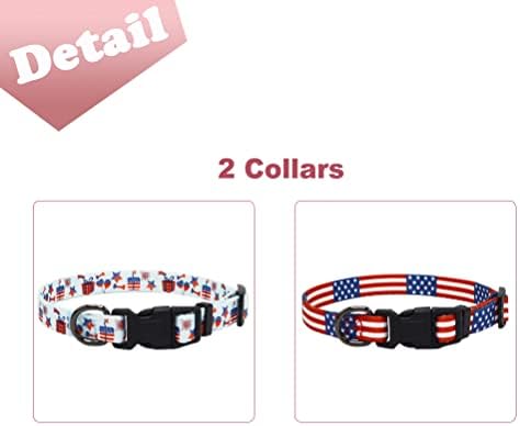 Covoroza 2 pacote American Flag Dog Collar Ajusta Clipe de plástico Ajuste colares de estimação de animais de estimação 4