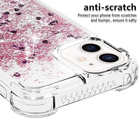 Capa traseira Caso de glitter compatível com iPhone 12 mini estojo compatível com mulheres meninas brilho feminino líquido