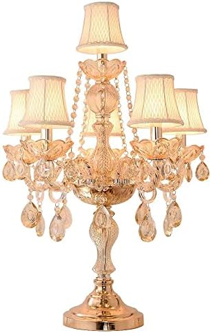 Lâmpada de mesa de cristal europeia de ouro, lâmpada de luxo de cabeceira atmosfera de sala criativa sala de estar