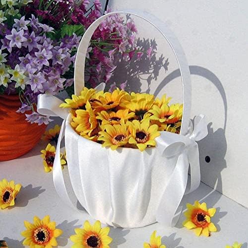 Casamento cesta de cesta de flores de cesta de renda de pérola casamento branco para cesta de strass cesto de cesta de decoração romântica g5y2
