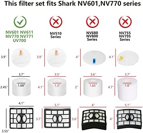 Substituição do filtro UV700 para tubarão Duoclean Speed-Away Zero-M Vacuum na vertical NV601, NV611, NV770, NV771, ZU701