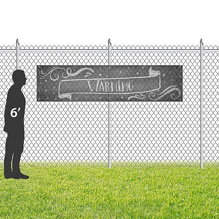 CGSignLab | Warning -Chalk Banner, resistente ao vento, bandeira de vinil de malha ao ar livre | 8'x2 '