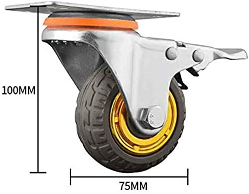 HJRD rodas de rodízio, 4pcsNoTerers Wheels de borracha de borracha silenciosa de serviço pesado 3/4 polegadas 400