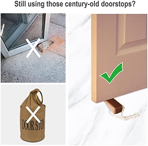 Weyon Molden Door Stopper para o fundo da porta, com faixa de silicone antiskídeo e corda pendurada, encaixando -se para