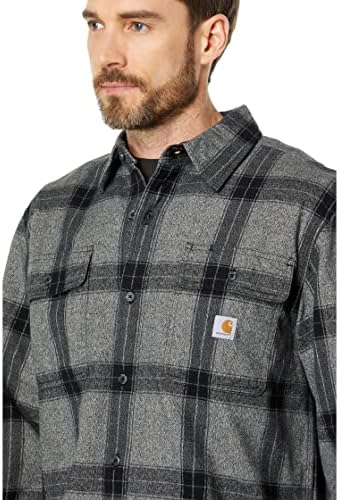 Carhartt masculino 105439 Flanela de flanela pesada solta camisa xadrez de manga comprida