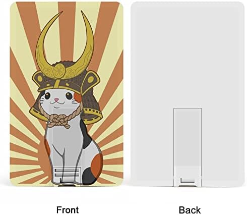 O gato japonês Bobtail usa Samurai Credit Bank Cartão USB Drives Flash Memory Stick Stick Storage Storage Drive 32g