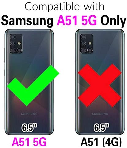 ASUWISH compatível com a capa Samsung Galaxy A51 5G/A 51 5G UW Verizon Wallet Case e Terced Screen Protector de couro de couro de couro para o celular Tampa de telefone celular para Glaxay 51a G5 Gaxaly S51 Mulheres Menino