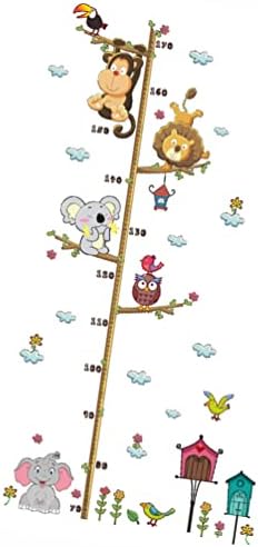 Vicasky Kids Decalques de parede Desenho de desenho animado elefante leão zoológico adesivo de altura removível Decalque de