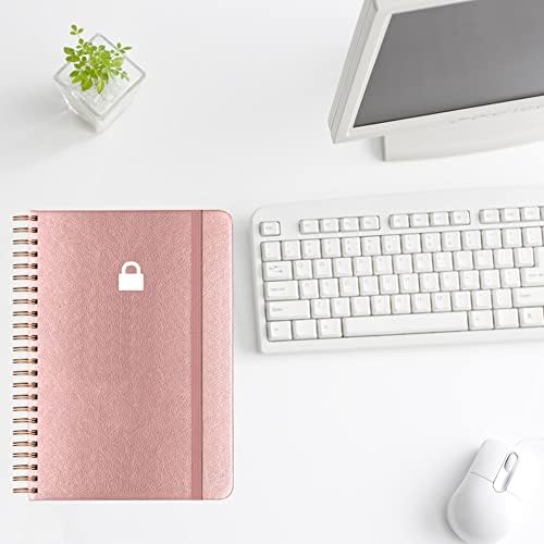 Livro de senha em espiral com guias alfabéticas - Keeper de senha de 5,8x8,2 polegadas com guias A -Z para login da Internet, site, nome de usuário, senha. Notebook de senha para casa ou escritório, capa de couro PU, rosa