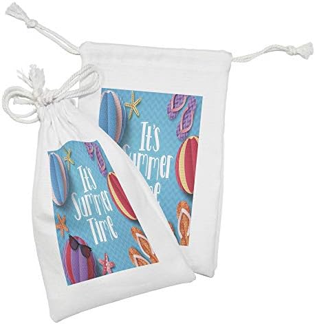 Conjunto de bolsas de tecido de festa da piscina de Ambesonne, suas letras de horário de verão com lascas de flags de