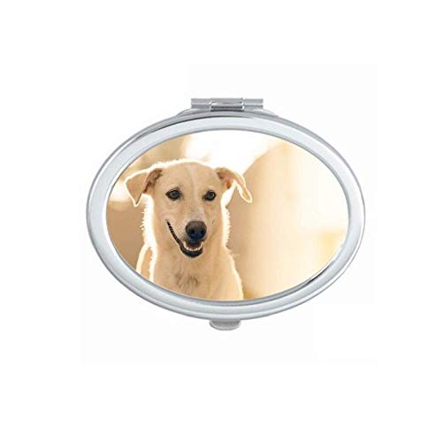 SLE White Dog Pet Picture espelho portátil dobra maquiagem de mão dupla de óculos laterais