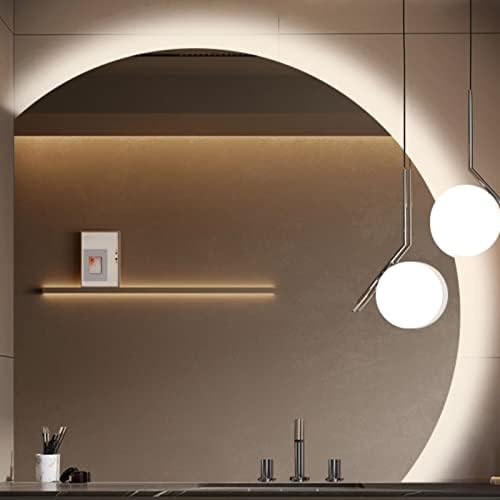Espelho de chuveiro montado na parede LED ， Espelho de banheiro semicírculos ， Espelho de maquiagem de maquiagem de parede (Cor: A+3Color+Anti-Fog,