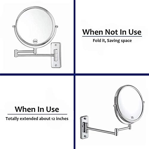 Lianxiao - ampliação normal de 10x de dupla face 10x espelho de banheiro extensível