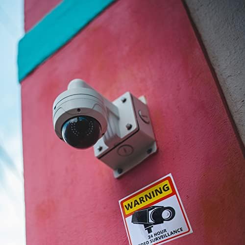 Adesivo de sinal da câmera - 10 pacote 4,5 x 4,5 24 horas de vigilância de vídeo, adesivo de aviso de segurança para uso interno
