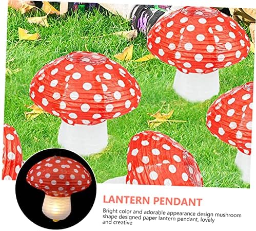 Yardwe 3pcs cogumelos lanternas de lanternas portáteis Decoração de cogumelos portátil Lanterna 3D Lanternas de cogumelos lanternas de papel chineses Lanternas