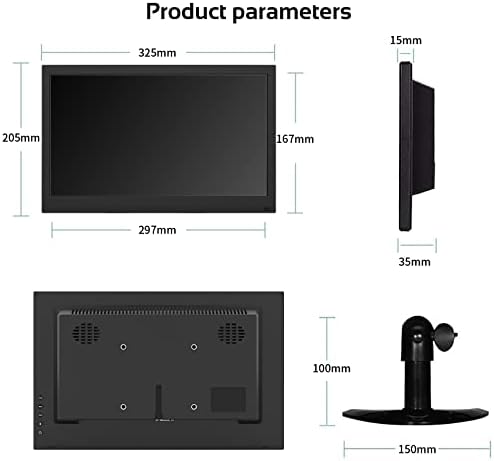 Pisichen Portable Small Monitor 13,3 polegadas Mini HDMI Monitor 1366x768 Monitor de LED, HDMI/VGA/USB/AV/BNC para PC Laptop